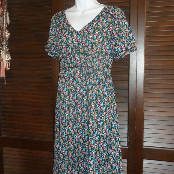 Beautiful Black Dress with Colorful Flowers, S M - Picture 6 of 11